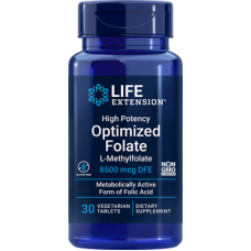 Life Extension High Potency Optimized Folate (L-Methylfolate) 8500mcg DFE, 30 vege tabs